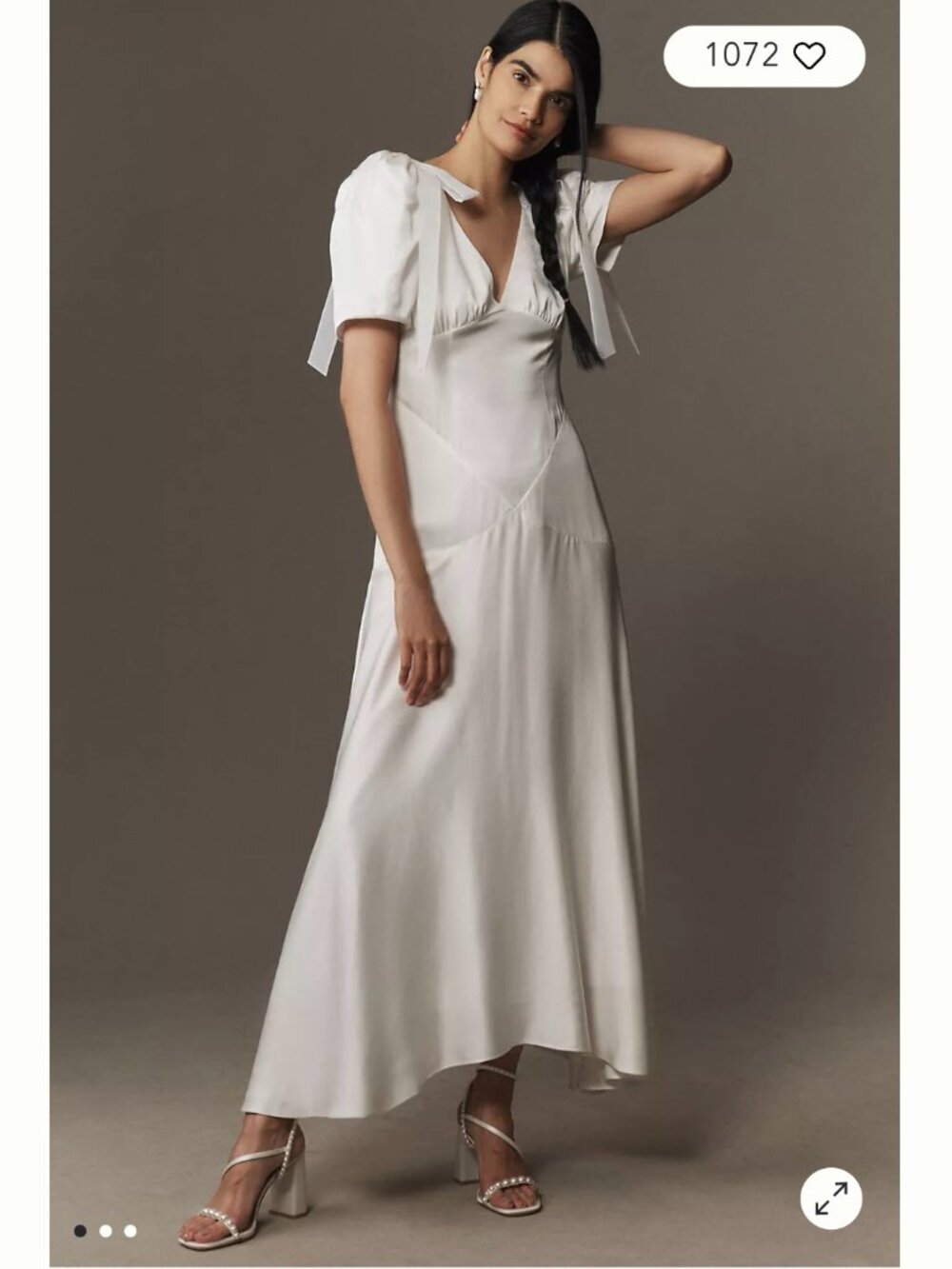 Anthopologie Mare Mare V-Neck Bow Flutter-Sleeve Organza Slip Dress